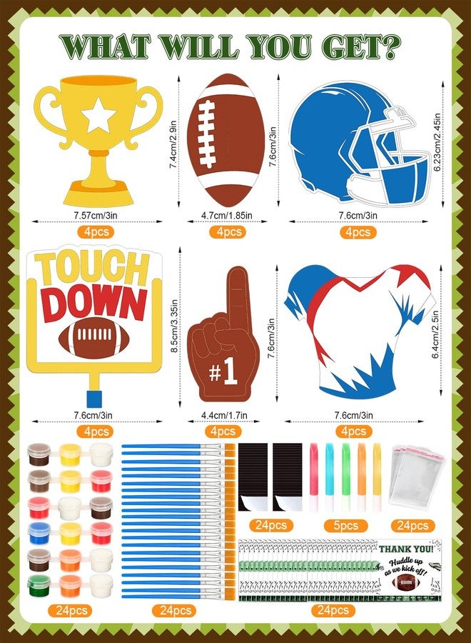 Bafeil 24 Set Football Party Favors - Football Birthday Party Supplies - Non-Toxic DIY Wooden Paint Crafts - with Magnet Luminous Pen - American Rugby Birthday Goodie Bags Gifts Prizes for Kids Boys Toddler - Image 4